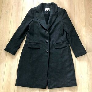 Vintage David Findlay Single Breasted Wool Coat in Charcoal Grey